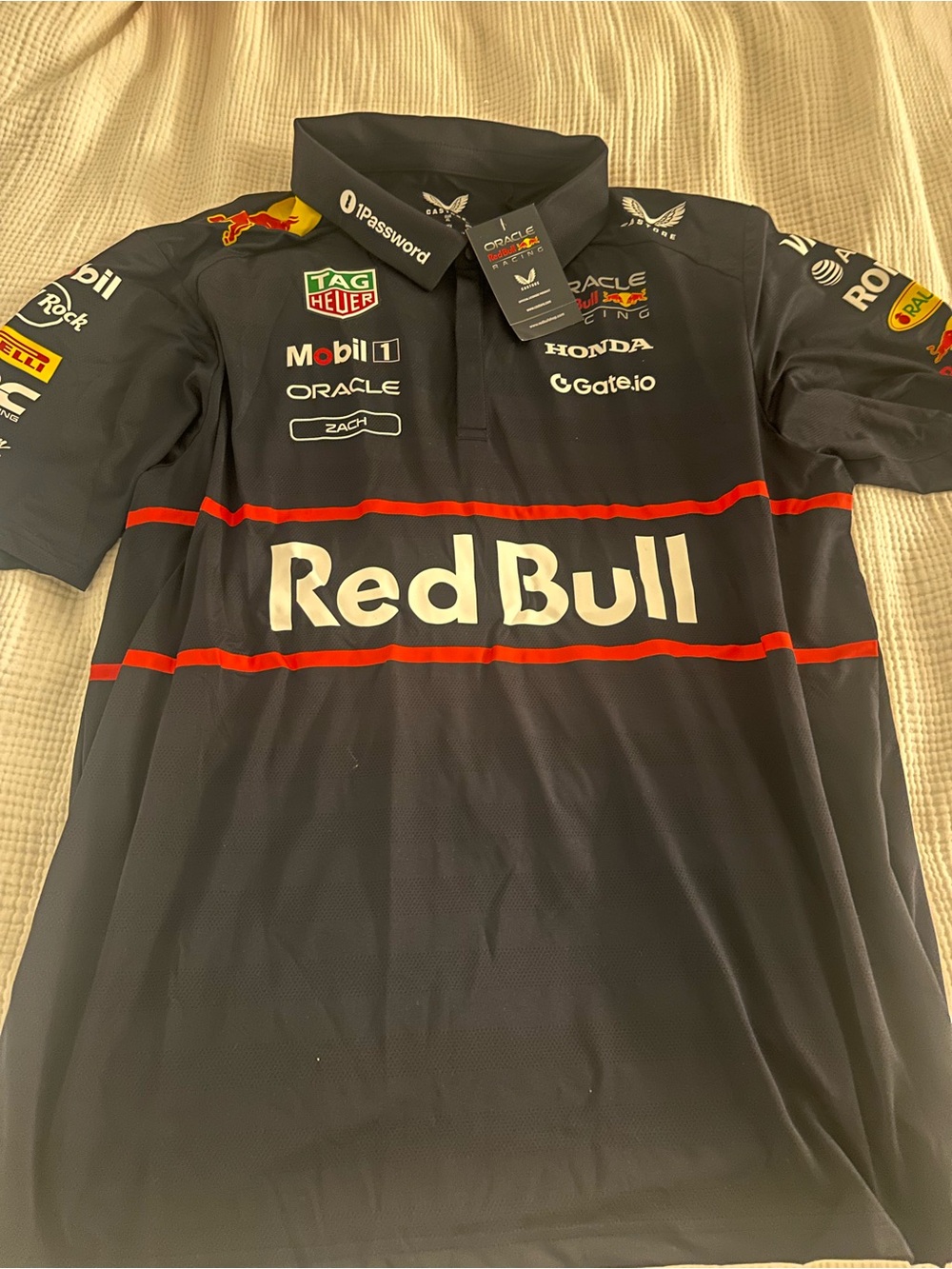 Red Bull Racing Navy Polo Shirt with Sponsor Logos size XL